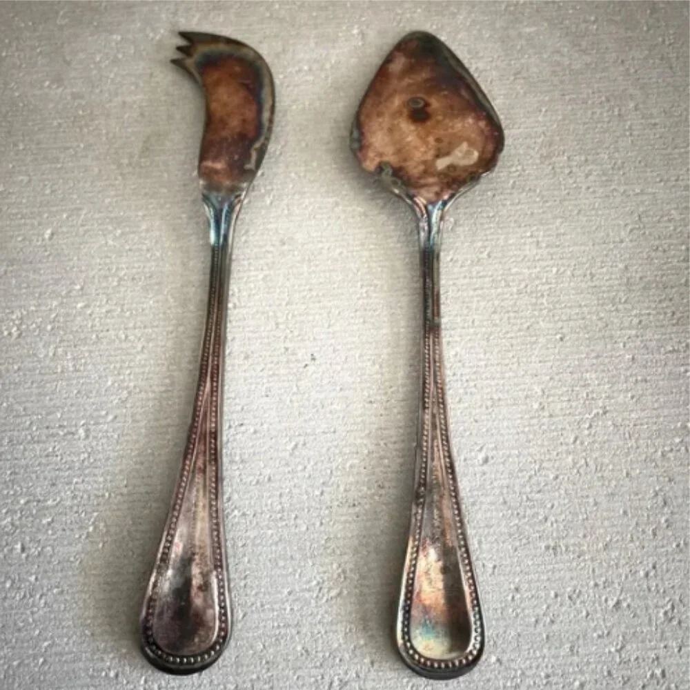 Vintage Godinger Set of 2 Silver Plated Cheese Servers Knives Japan